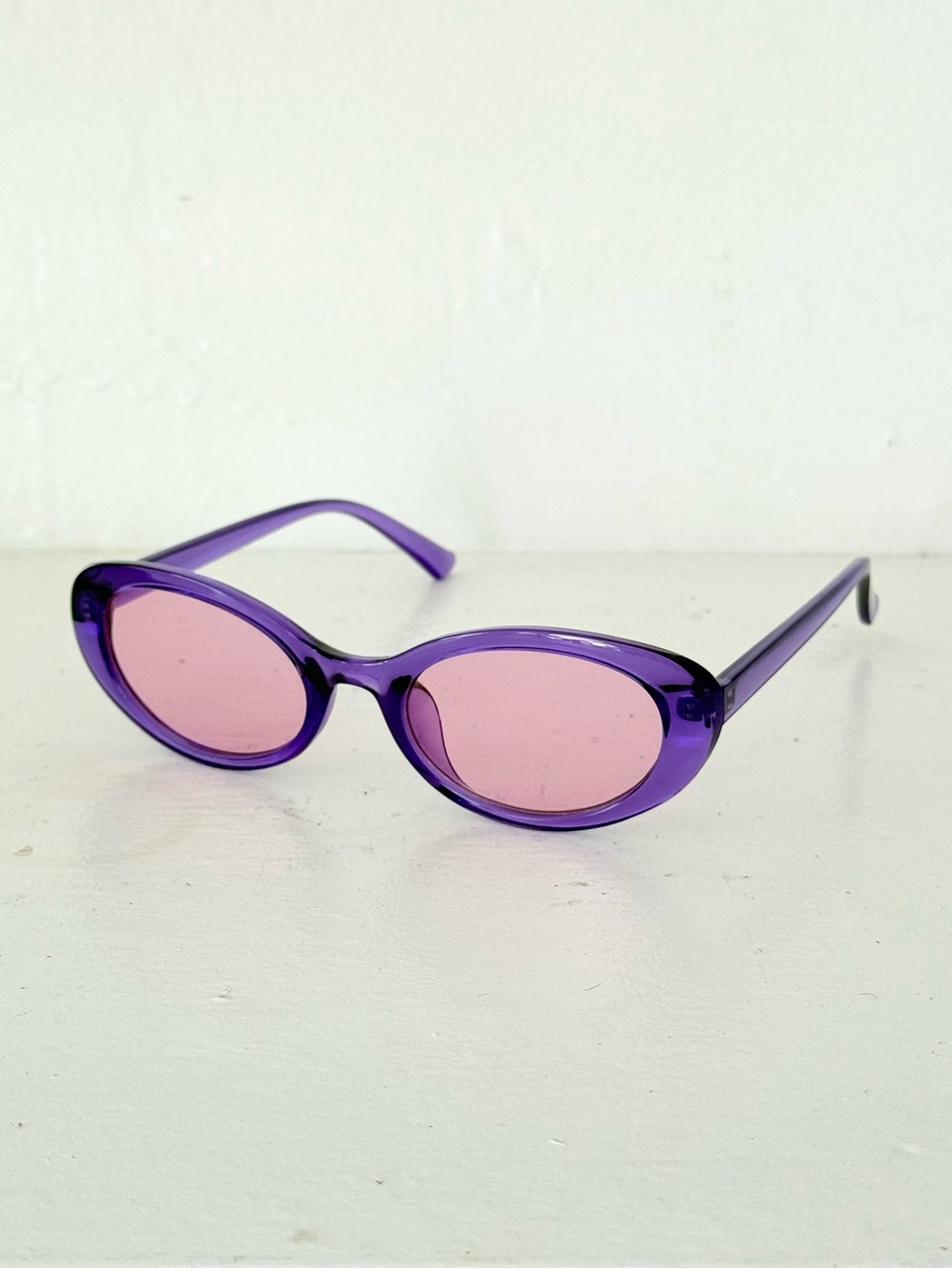 purple oval tinted sunglasses ✧ y2k